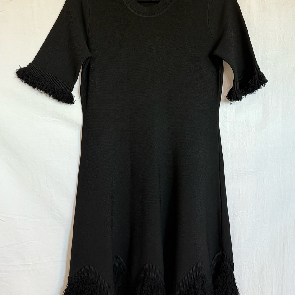 Ulla Johnson Black Fringe Long Sleeve Dress - Picture 2 of 7